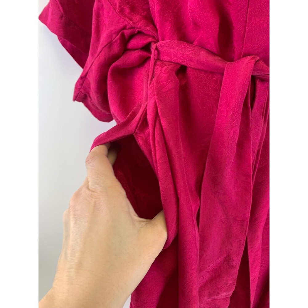 Delicates Vintage Silk Robe Pink Kimono Short Tie Belt Lightweight Brocade Large - Picture 5 of 16